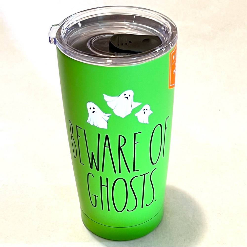 Rae Dunn Beware of Ghosts Insulated Stainless Steel Tumbler Green/Black 17 oz